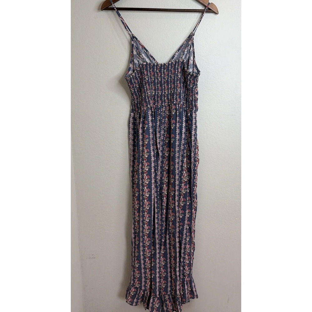 Jessica Simpson Blue Floral Jump Suit Size L Cottagecore Wide Leg Boho - Picture 5 of 9